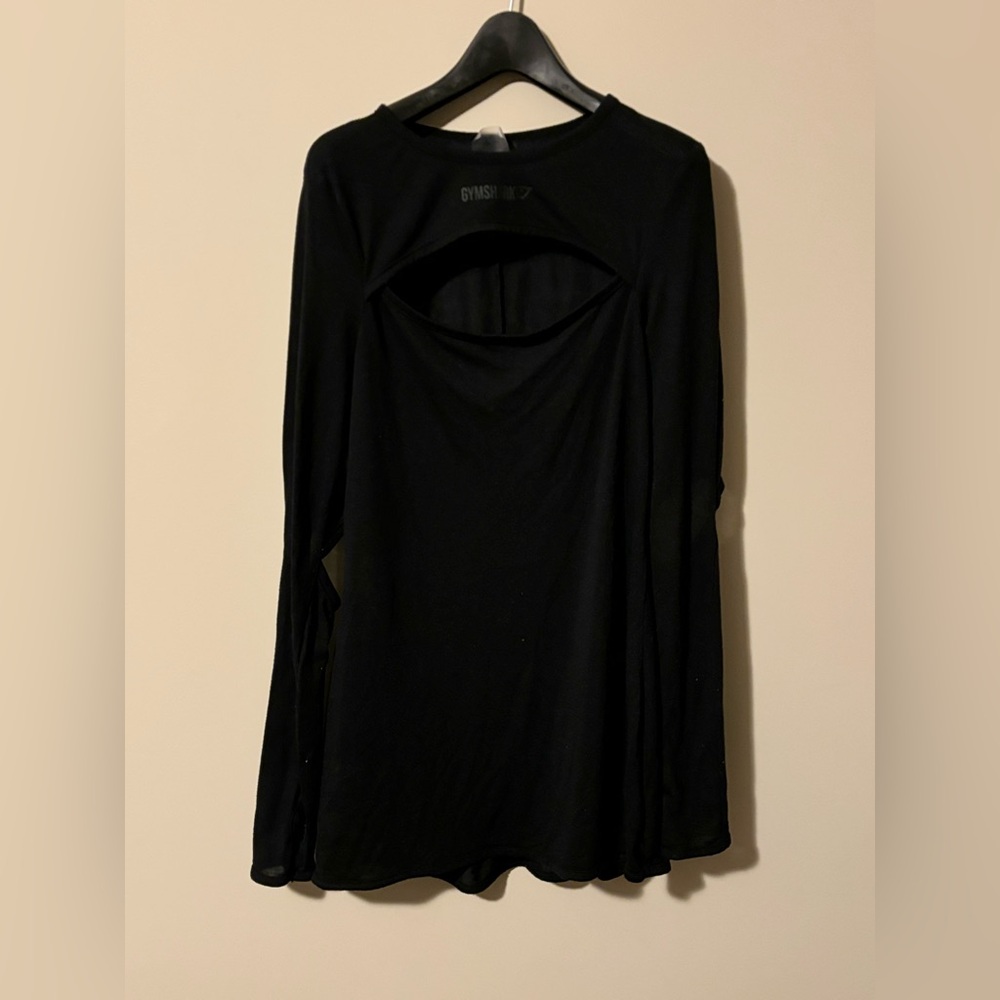 GYMSHARK Black Cut Out Long Sleeve Top